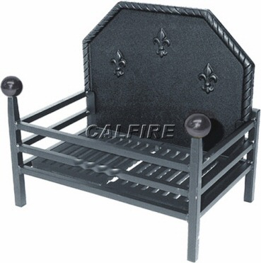Popular Black Balls Mini Fire Basket with Fleur de Lys Back