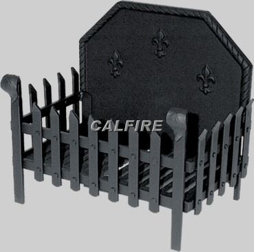 Portcullis Standard Fire Basket with Fleur de Lys Back